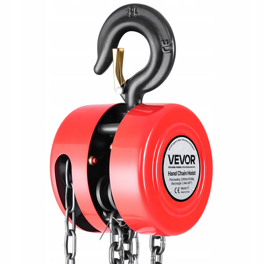 VEVOR 1T CHAIN HOIST MANUAL STRONG 2.44M LIFT RED