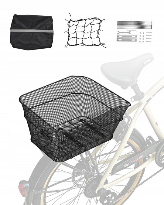 VEVOR REAR BICYCLE BASKET 39X31X21 CM MESH STRONG WITH NET AND COVER