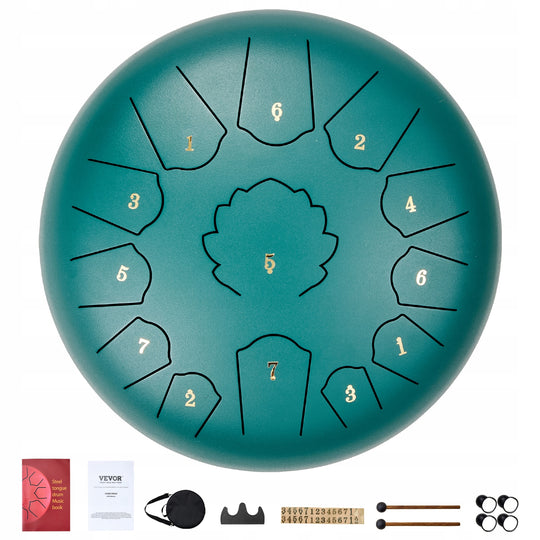 VEVOR 12 Inch 13 Notes Steel Tongue Drum Rain Drum with Mallets