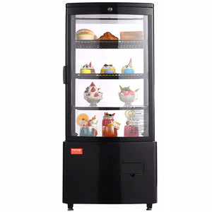 VEVOR 85L COUNTERTOP REFRIGERATED DISPLAY CASE 3 SHELVES TURBO COOLING LED