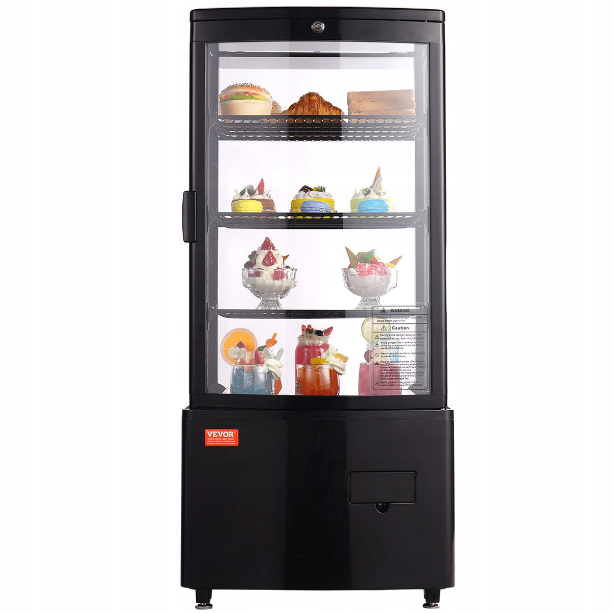 VEVOR 85L COUNTERTOP REFRIGERATED DISPLAY CASE 3 SHELVES TURBO COOLING LED
