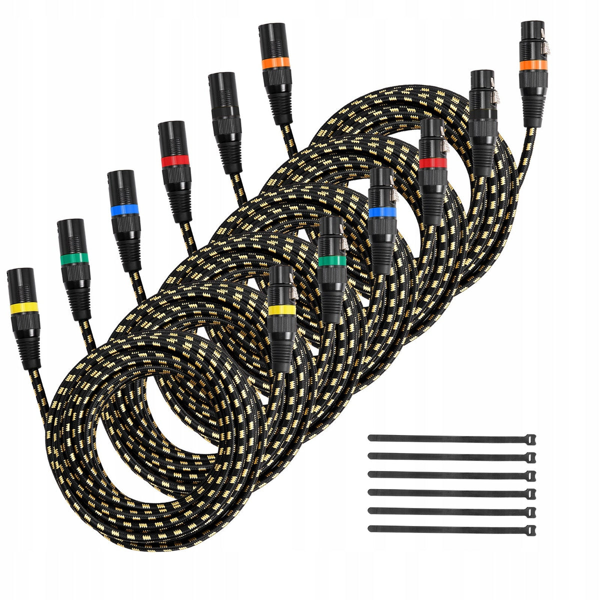 VEVOR XLR CABLE 7.62 M 6 PCS SHIELDED BALANCED MICROPHONE DMX