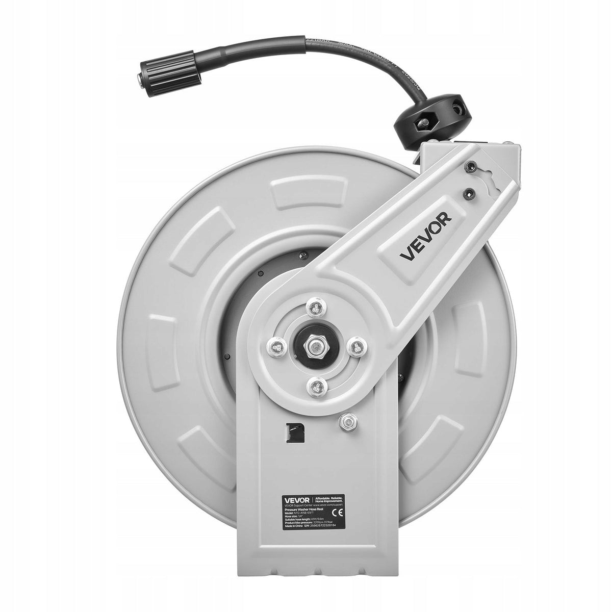 VEVOR 19.8M X 6.35MM STEEL PRESSURE WASHER HOSE REEL HEAVY DUTY