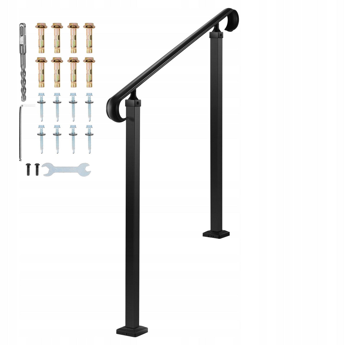 VEVOR STAIR RAILING ADJUSTABLE FOR 2-3 STEPS STRONG STEEL MATTE BLACK