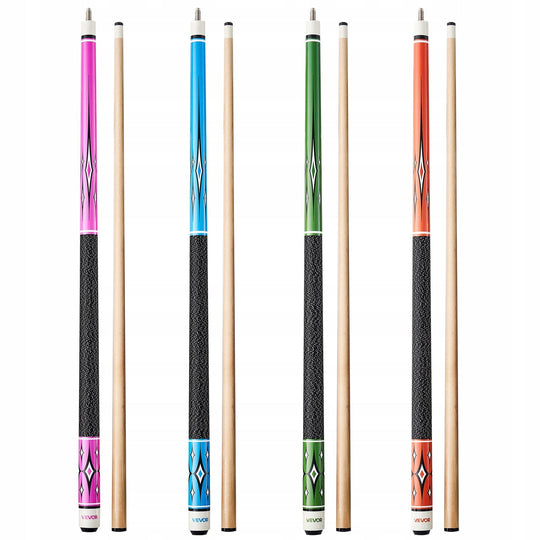 SET OF 4 VEVOR 1473MM BILLIARD CUES MAPLE WOOD 510-595G PREMIUM