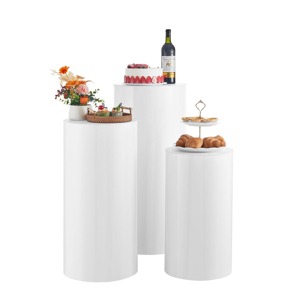 VEVOR 3-PIECE CYLINDRICAL WHITE WEDDING FLOWER STAND, STURDY