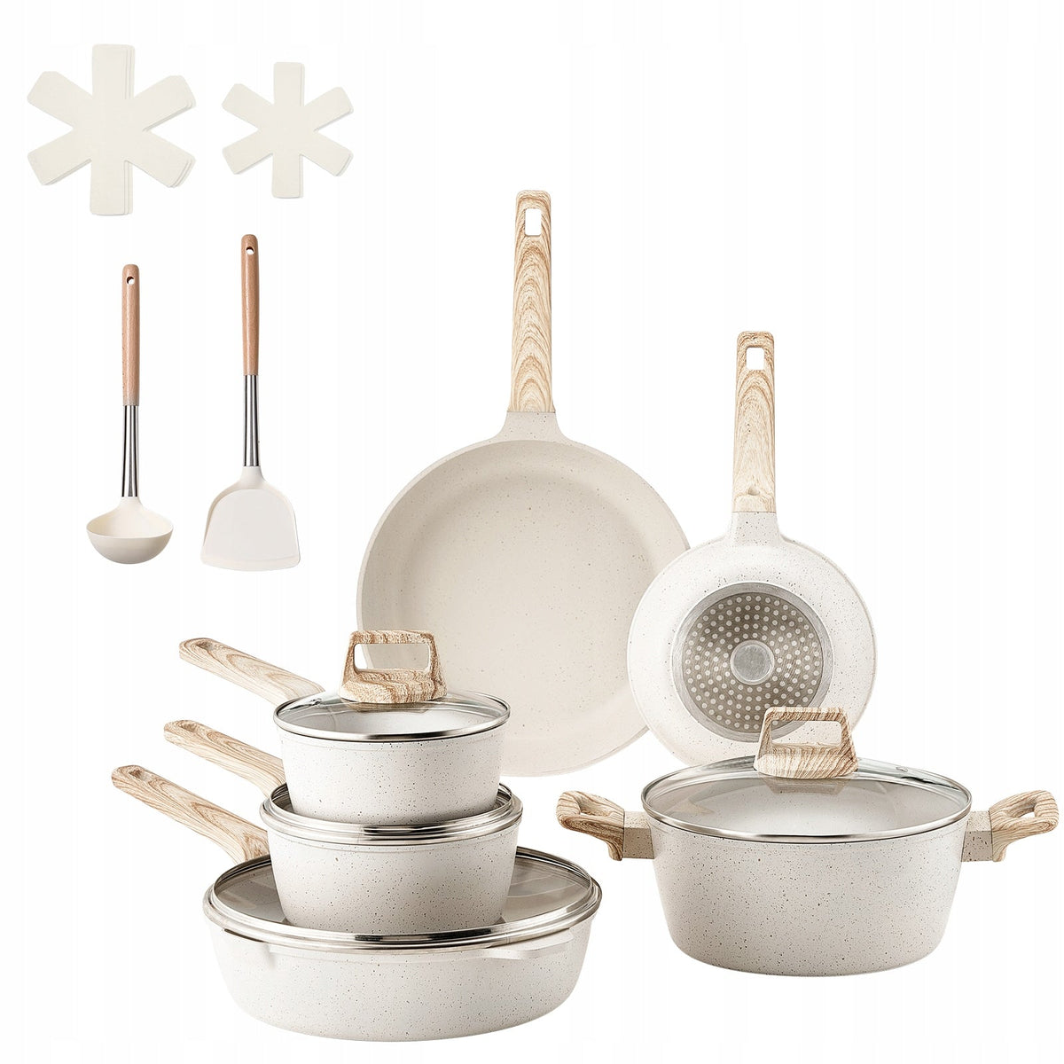 PREMIUM VEVOR 17-PIECE INDUCTION POT AND PAN SET WHITE
