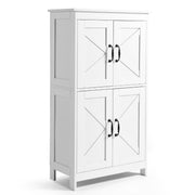 VEVOR WOODEN BATHROOM CABINET 4 SHELVES 4 DOORS WHITE ADJUSTABLE PREMIUM