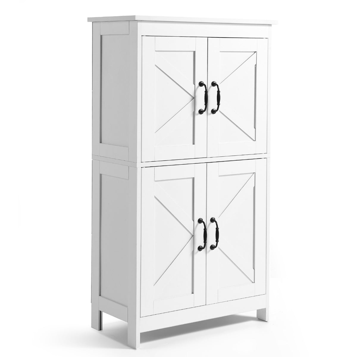 VEVOR WOODEN BATHROOM CABINET 4 SHELVES 4 DOORS WHITE ADJUSTABLE PREMIUM
