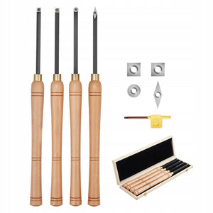 VEVOR 4-PIECE WOOD LATHE CHISEL SET IN PREMIUM WOODEN CASE