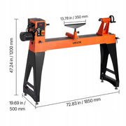 VEVOR WOOD LATHE 1500W 2 HP VARIABLE SPEED 457X1020MM CAST IRON