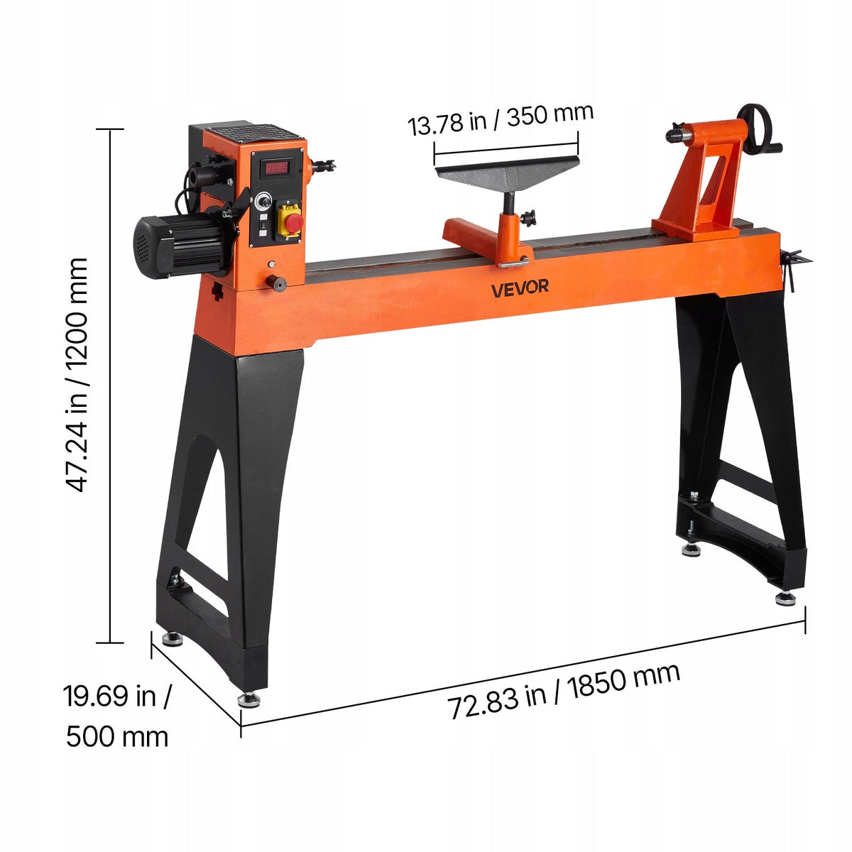 VEVOR WOOD LATHE 1500W 2 HP VARIABLE SPEED 457X1020MM CAST IRON