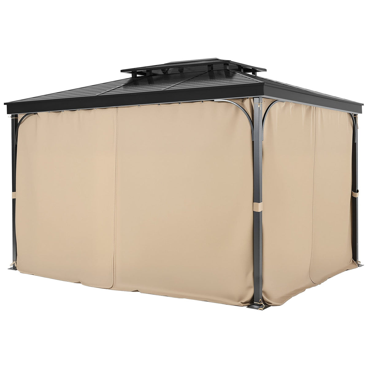 VEVOR PREMIUM GAZEBO CURTAIN 2840X2840X2040 MM 4-PANEL SIDE KHAKI