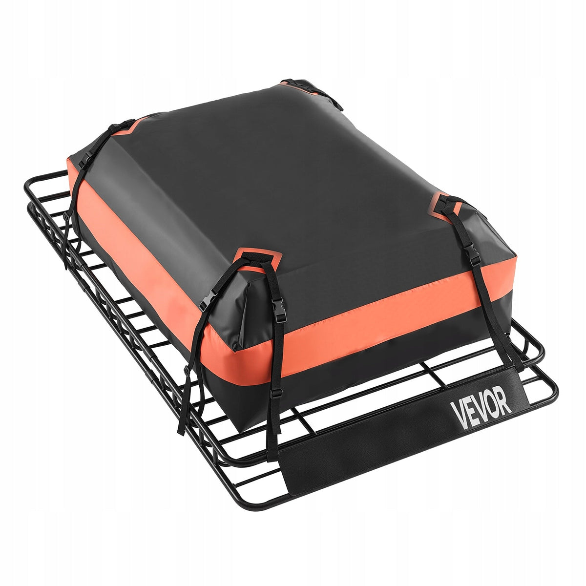 VEVOR HEAVY-DUTY ROOF BASKET 1625X990X105MM WITH WATERPROOF BAG AND NET