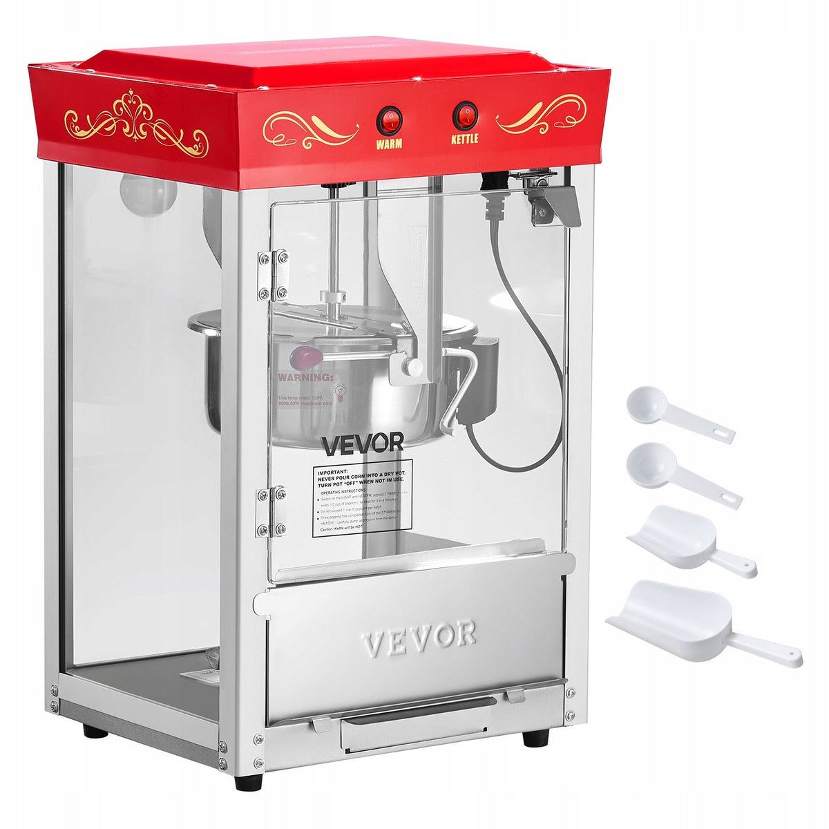 PROFESSIONAL POPCORN MACHINE VEVOR 800W STAINLESS STEEL KETTLE 48