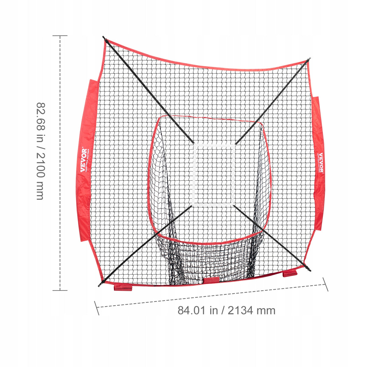 VEVOR PROFESSIONAL THROWING NET 2134X2134MM WITH TWO TARGET FRAMES