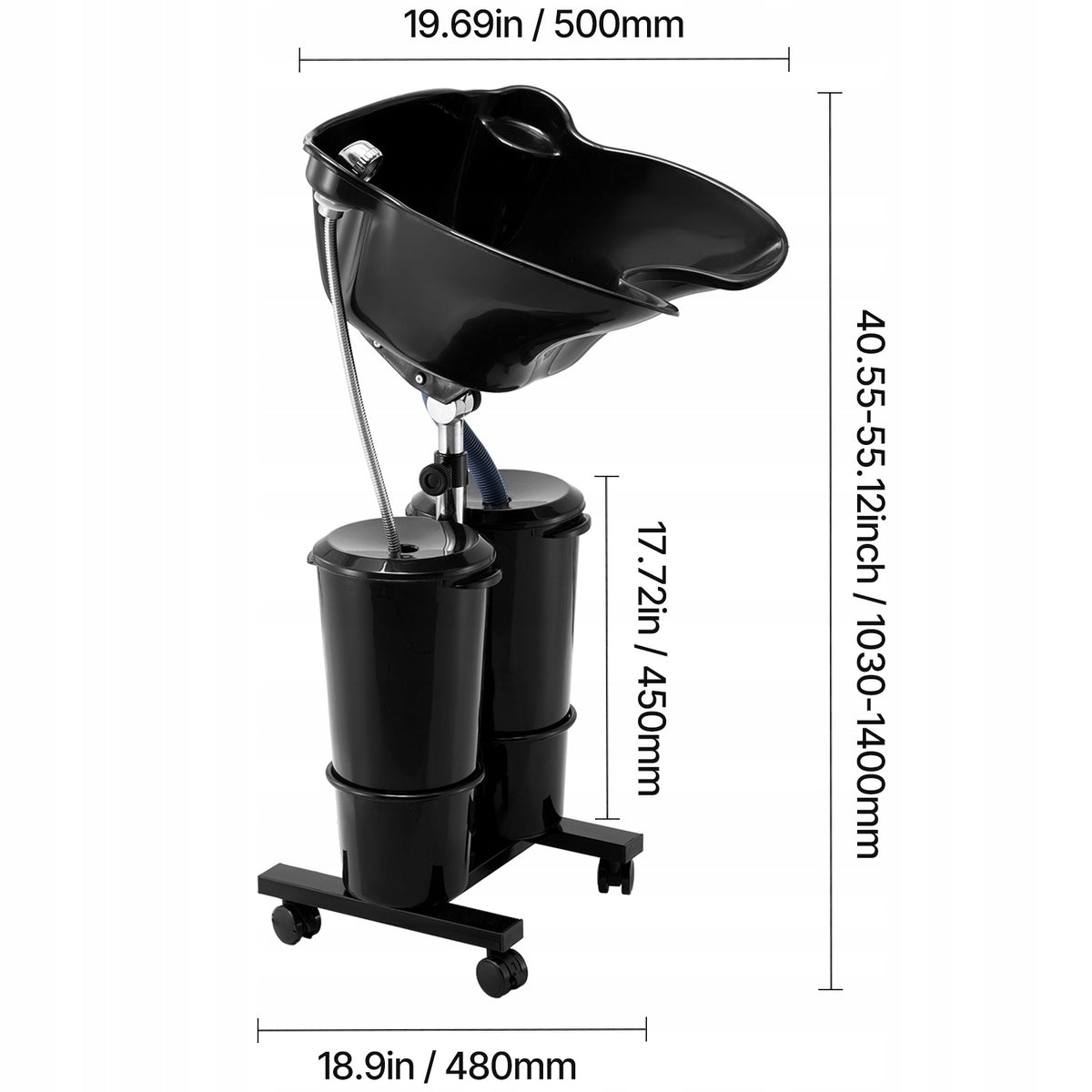 VEVOR HAIRDRESSER'S SINK WITH ELECTRIC PUMP ADJUSTABLE HEIGHT SOLID