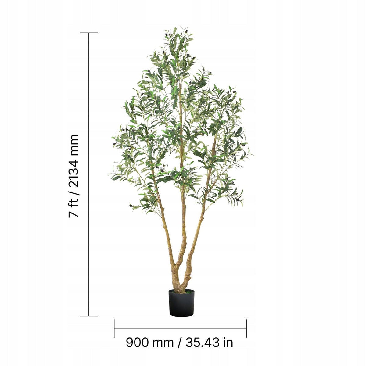 VEVOR 210CM ARTIFICIAL OLIVE TREE WITH BLACK POT REALISTIC LEAVES