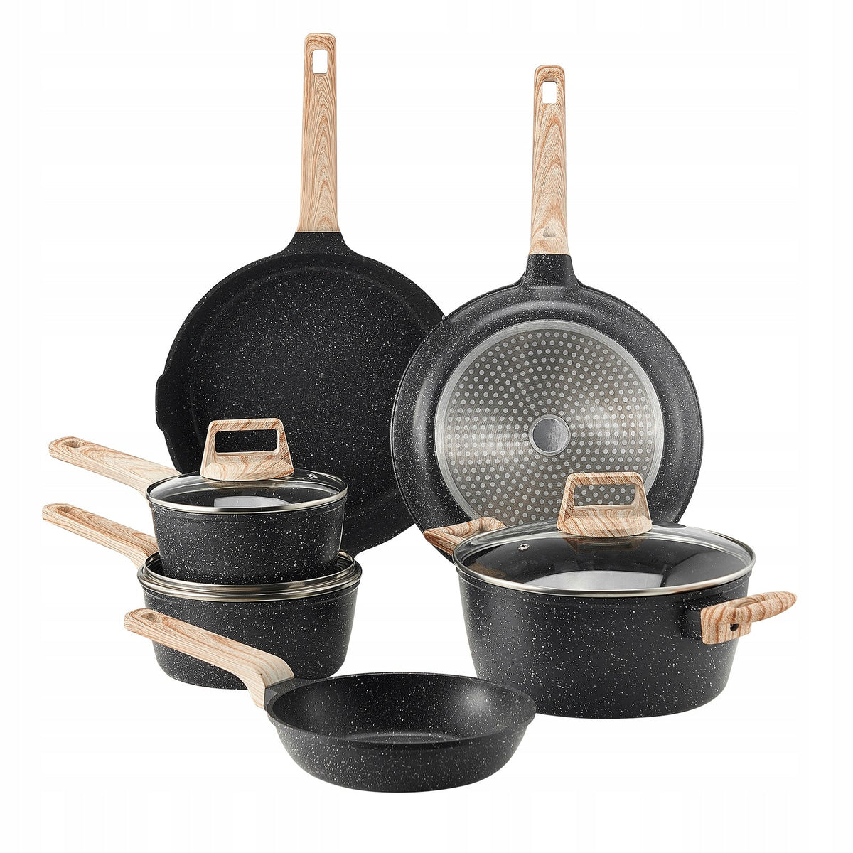 VEVOR 17-PIECE PREMIUM BLACK INDUCTION POT AND PAN SET