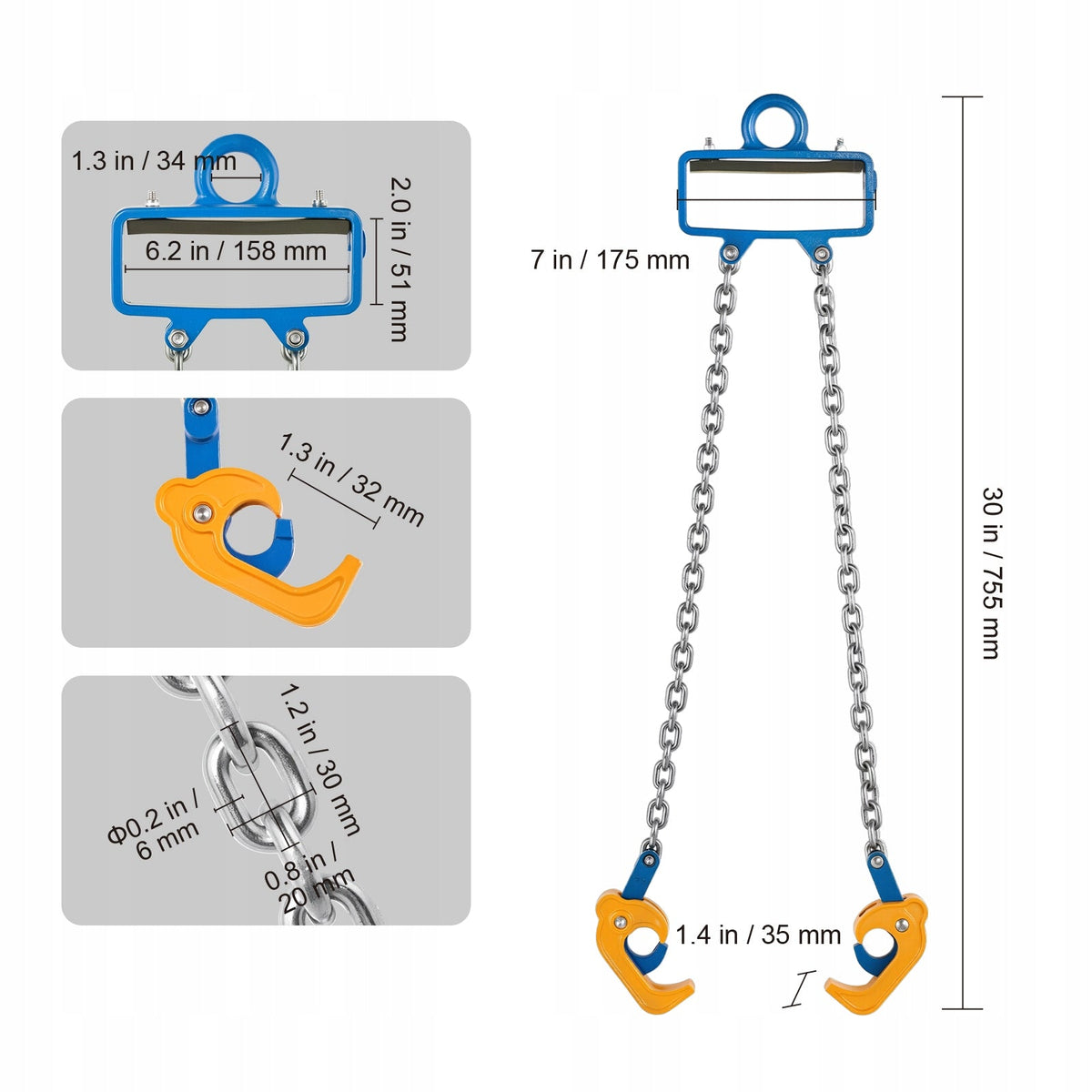 VEVOR G80 1T CHAIN BARREL LIFT STRONG CHAIN WITH HOOK