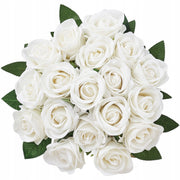 VEVOR ARTIFICIAL FLOWERS ROSES 60 PCS WHITE FLEXIBLE STEMS REALISTIC
