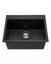 VEVOR GRANITE KITCHEN SINK 635X559X254 MM BLACK COUNTERTOP MOUNT STURDY