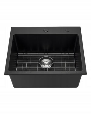 VEVOR GRANITE KITCHEN SINK 635X559X254 MM BLACK COUNTERTOP MOUNT STURDY