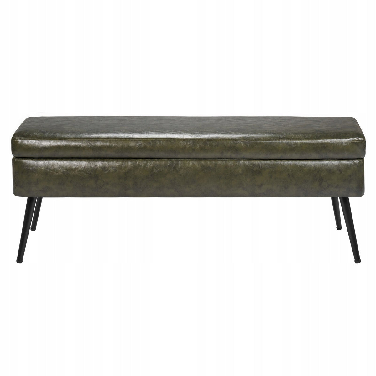 VEVOR OTTOMAN BENCH FAUX LEATHER WITH STORAGE 400X1200X450 MM STRONG GREEN