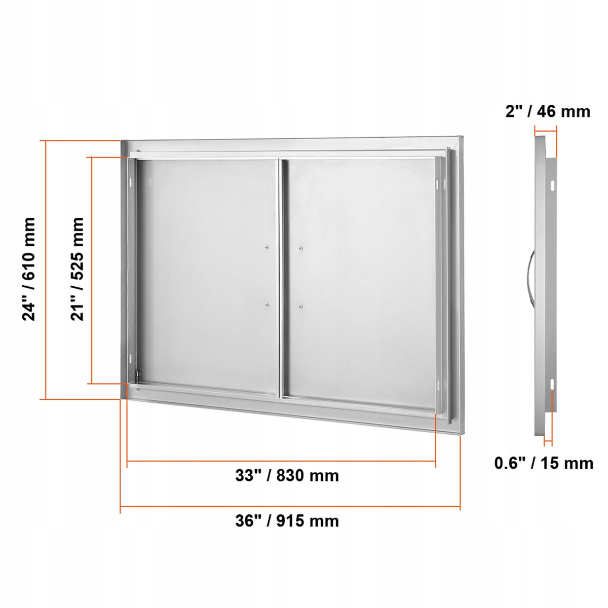 VEVOR PROFESSIONAL DOUBLE ACCESS BBQ DOORS 915X610X46 MM STAINLESS STEEL