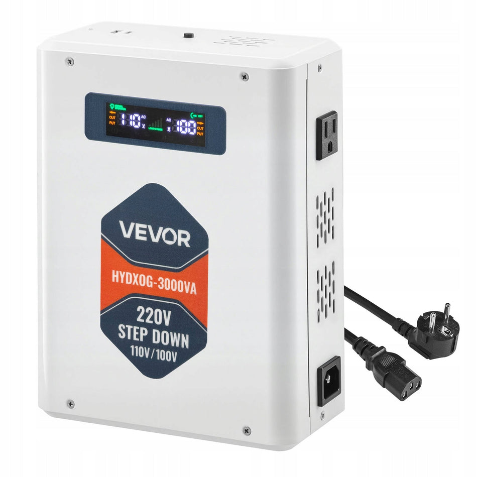VEVOR 3000VA Step Down Voltage Converter 220V to 110V with USB LCD