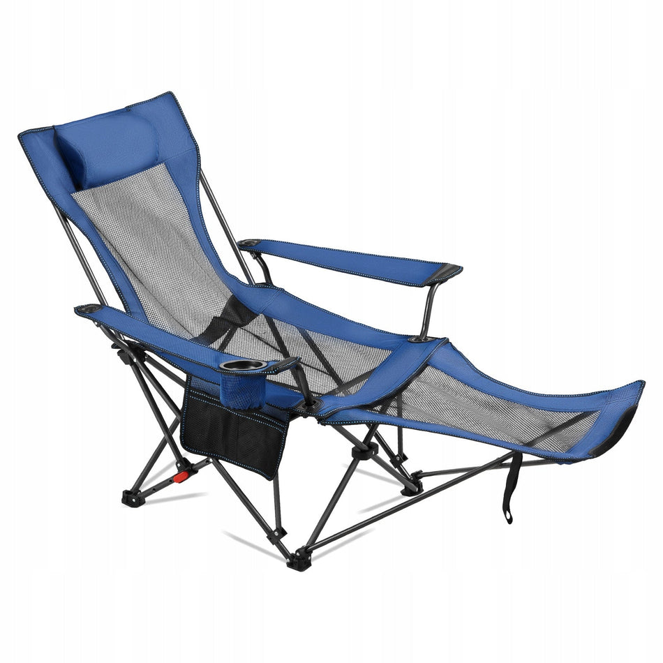 VEVOR FOLDING CAMPING CHAIR WITH 4 ADJUSTMENTS STRONG LIGHTWEIGHT BLUE