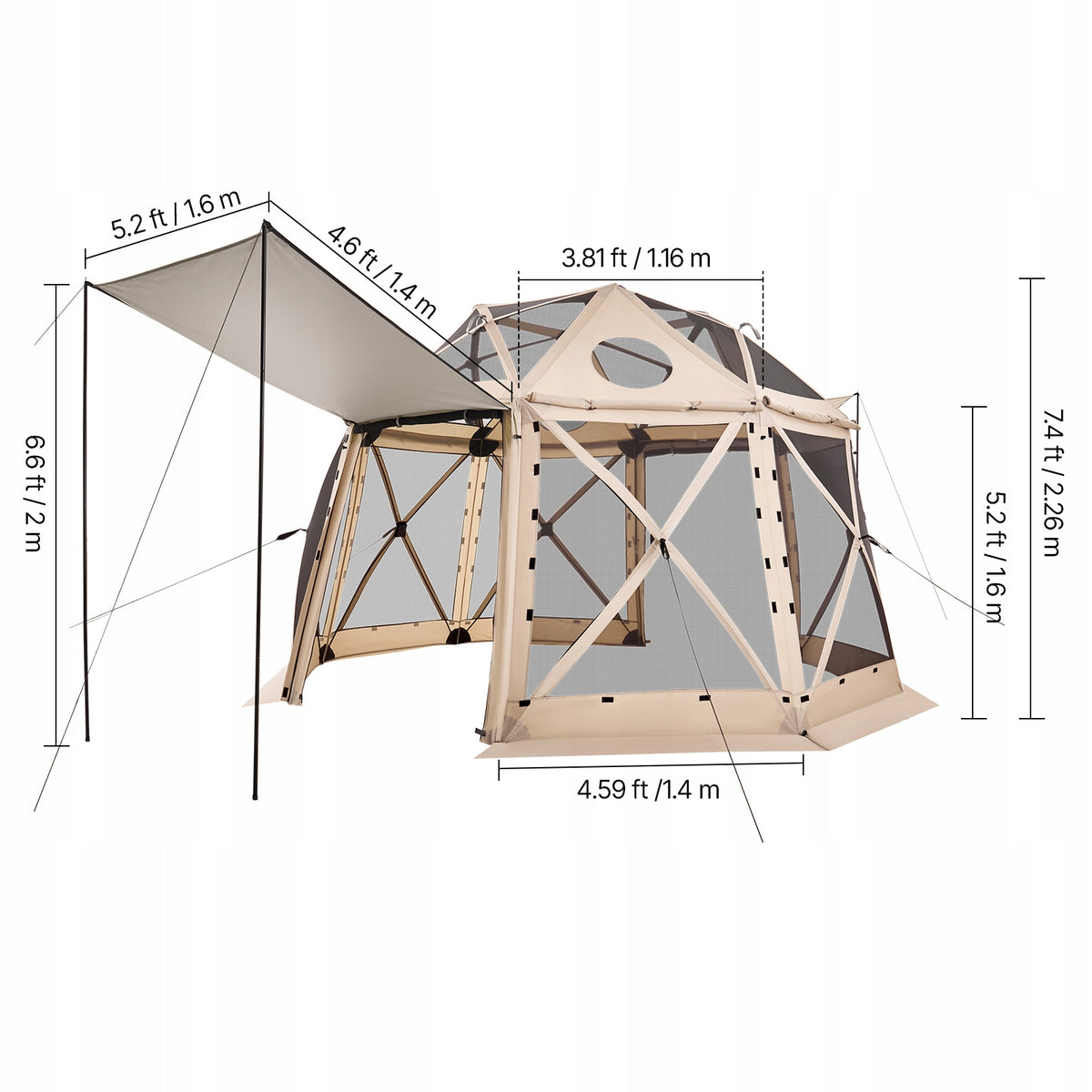 VEVOR POP-UP GAZEBO 3.6X3.6M 13-SIDED SPHERICAL PREMIUM TENT
