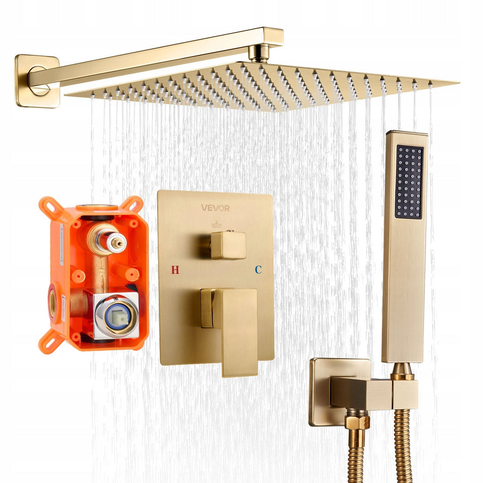 VEVOR PROFESSIONAL SHOWER FAUCET WITH 12-INCH SQUARE RAINFALL SHOWER HEAD