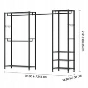 VEVOR CLOTHES RACK 4 RODS 6 SHELVES 363 KG CAPACITY STRONG STEEL
