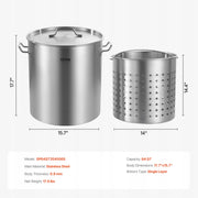 VEVOR STAINLESS STEEL POT 60.5 L LARGE PROFESSIONAL SAUCEPAN