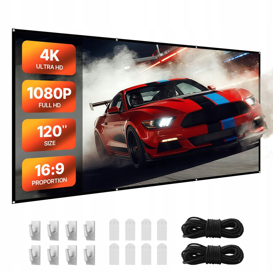 VEVOR 120 INCH 16:9 4K 1080 HD MANUAL PROFESSIONAL PROJECTOR SCREEN