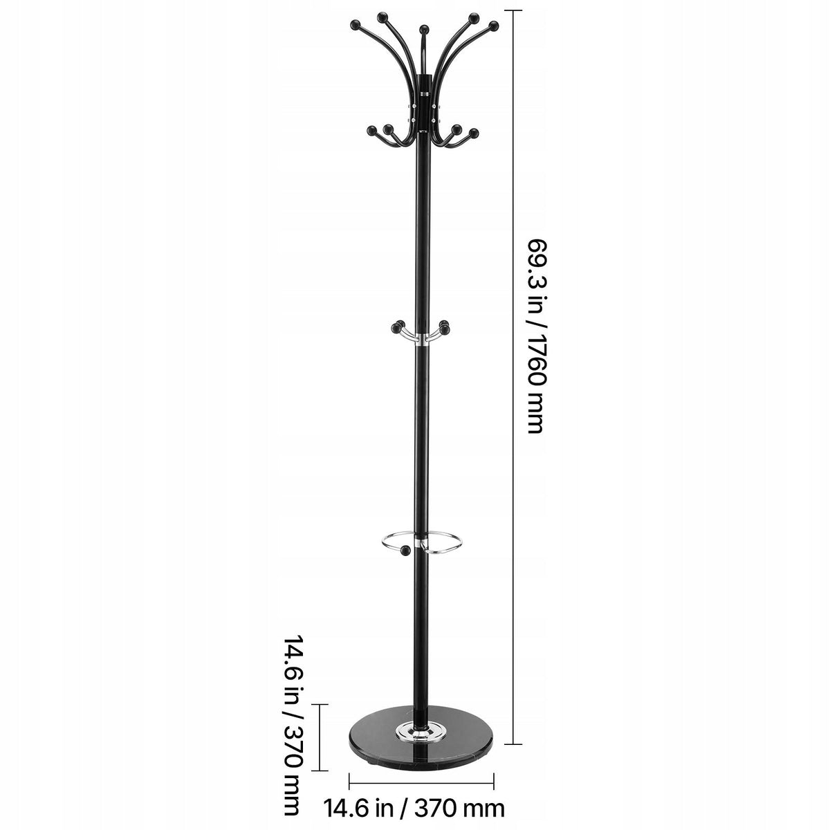 VEVOR 176 CM HEAVY-DUTY CLOTHES RACK WITH MARBLE BASE AND HANDLE