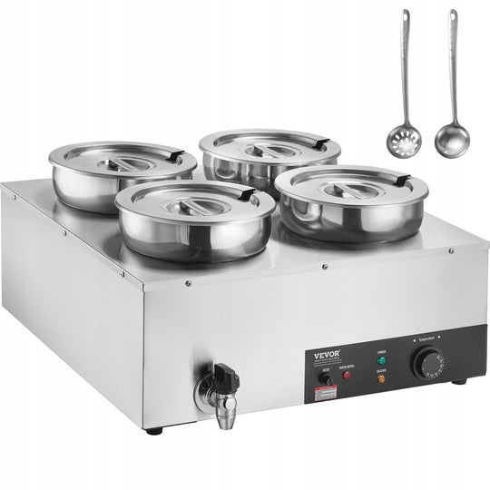 VEVOR ELECTRIC SOUP WARMER 4 X 7.4 QT COMMERCIAL HEAVY DUTY STAINLESS STEEL