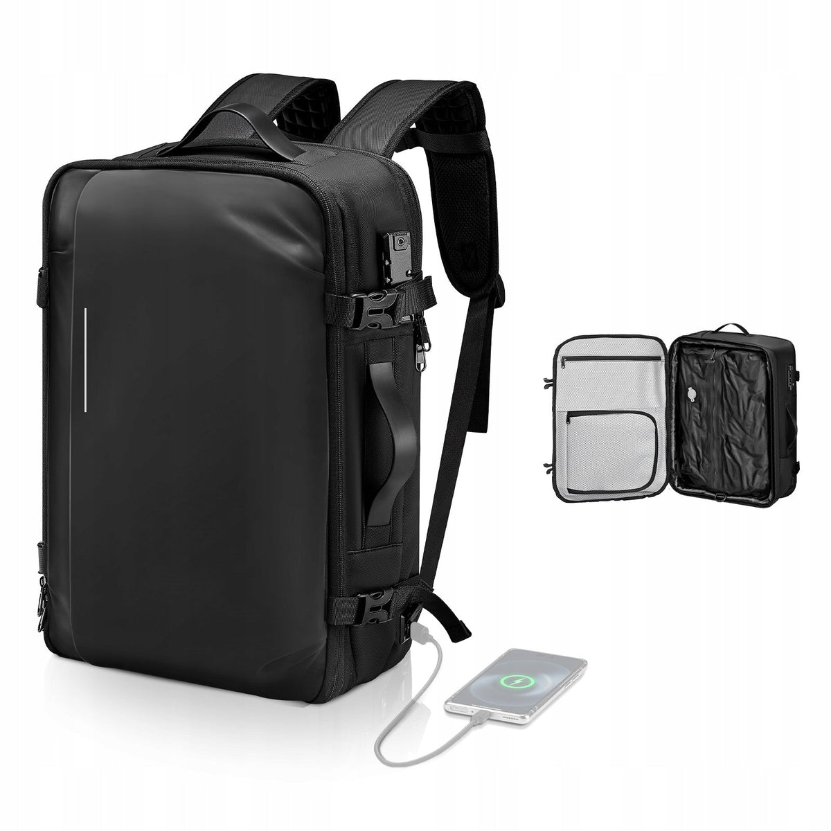 VEVOR 65L EXPANDABLE VACUUM BACKPACK TRAVEL TSA LOCK WATERPROOF