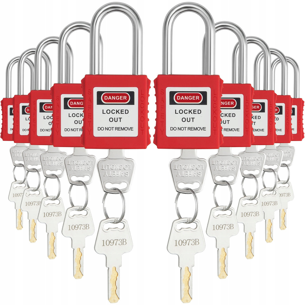 SET OF 10 RED VEVOR LOCKOUT TAGOUT SAFETY PADLOCKS