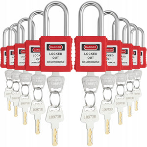 SET OF 10 RED VEVOR LOCKOUT TAGOUT SAFETY PADLOCKS