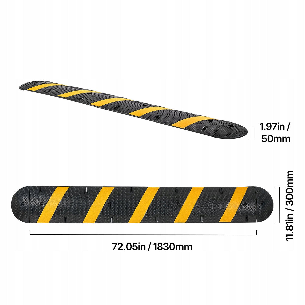 VEVOR 183CM HEAVY DUTY CABLE PROTECTOR RAMP 2-CHANNEL RUBBER CABLE RAMP WEIGHT CAPACITY