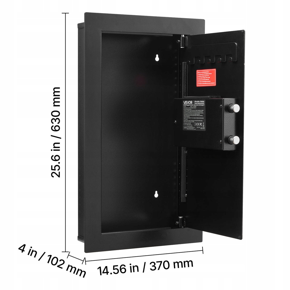 VEVOR WALL SAFE WITH PASSWORD AND KEY STRONG STEEL HOUSING 3 SHELVES LED