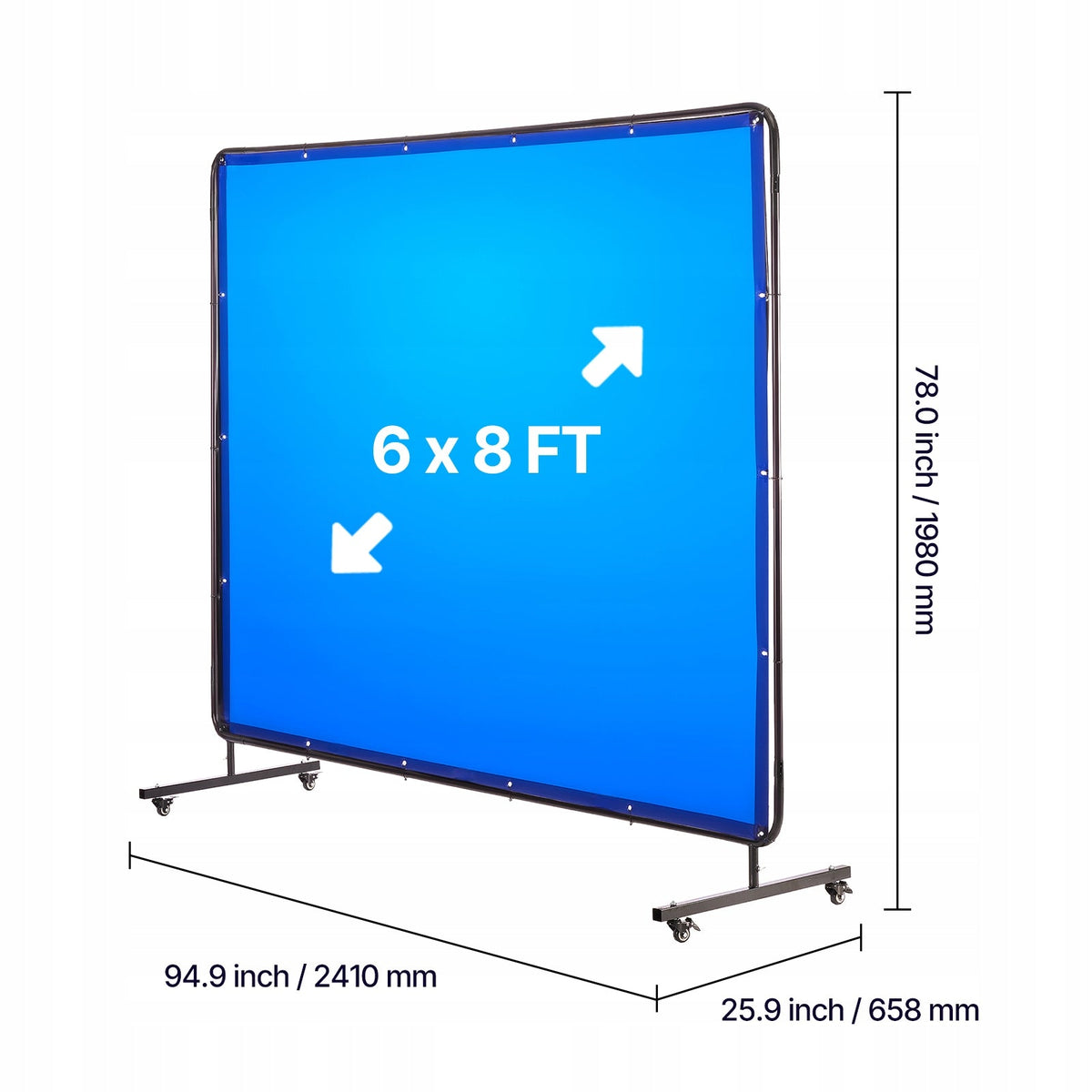 WELDING CURTAIN VEVOR 1740X2340MM FRAME WHEELS BRAKES FLAME RETARDANT UV6