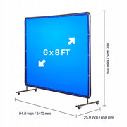 WELDING CURTAIN VEVOR 1740X2340MM FRAME WHEELS BRAKES FLAME RETARDANT UV6