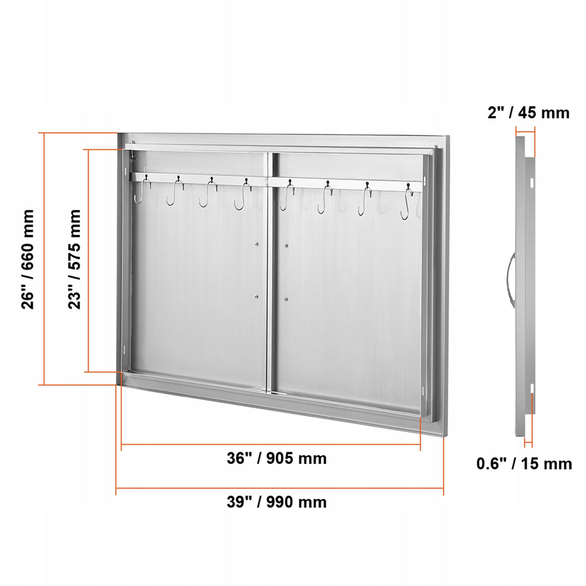 VEVOR BBQ ACCESS DOOR 990X660 MM DOUBLE PREMIUM STAINLESS STEEL