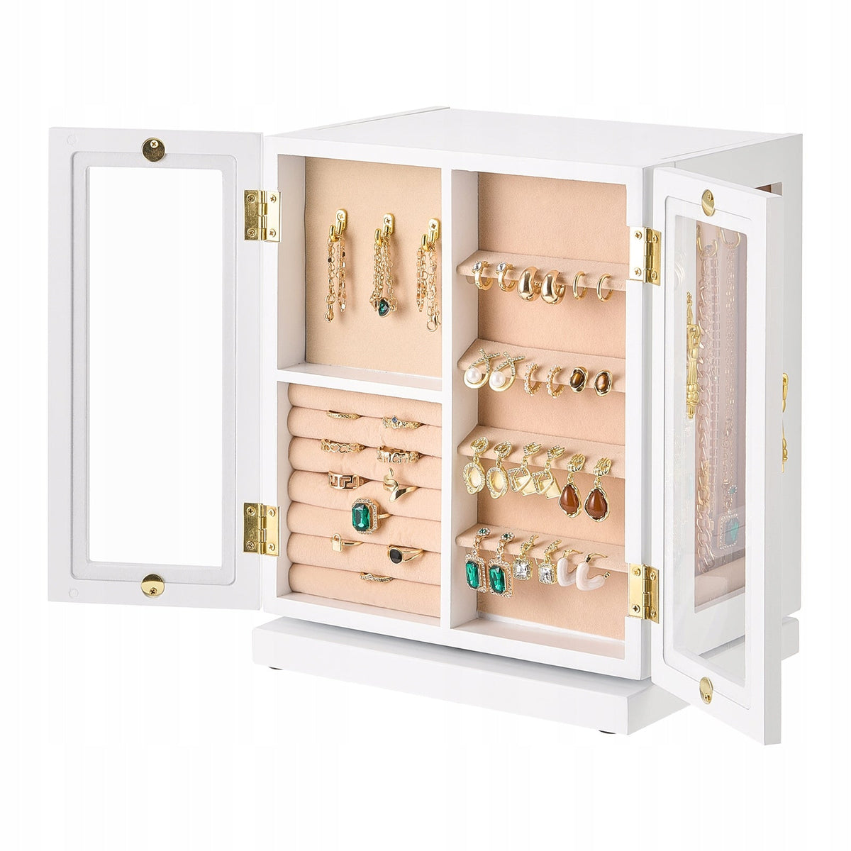 VEVOR JEWELRY BOX ROTATING 360 5 DRAWERS WHITE PREMIUM