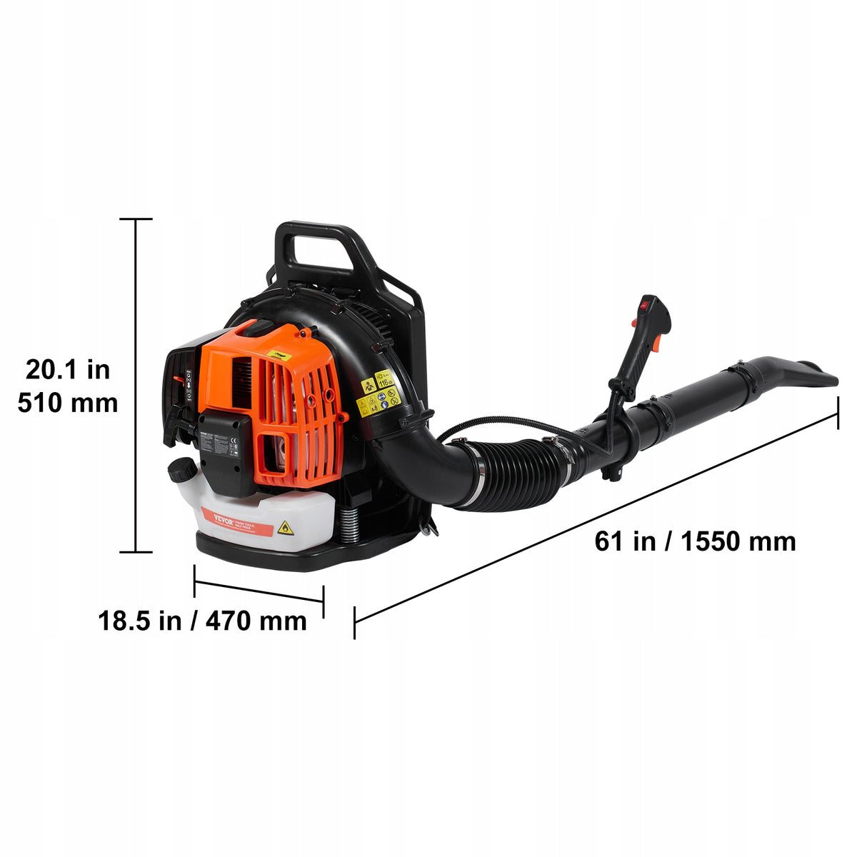 VEVOR 63CC 2-Stroke Gasoline Backpack Leaf Blower Powerful