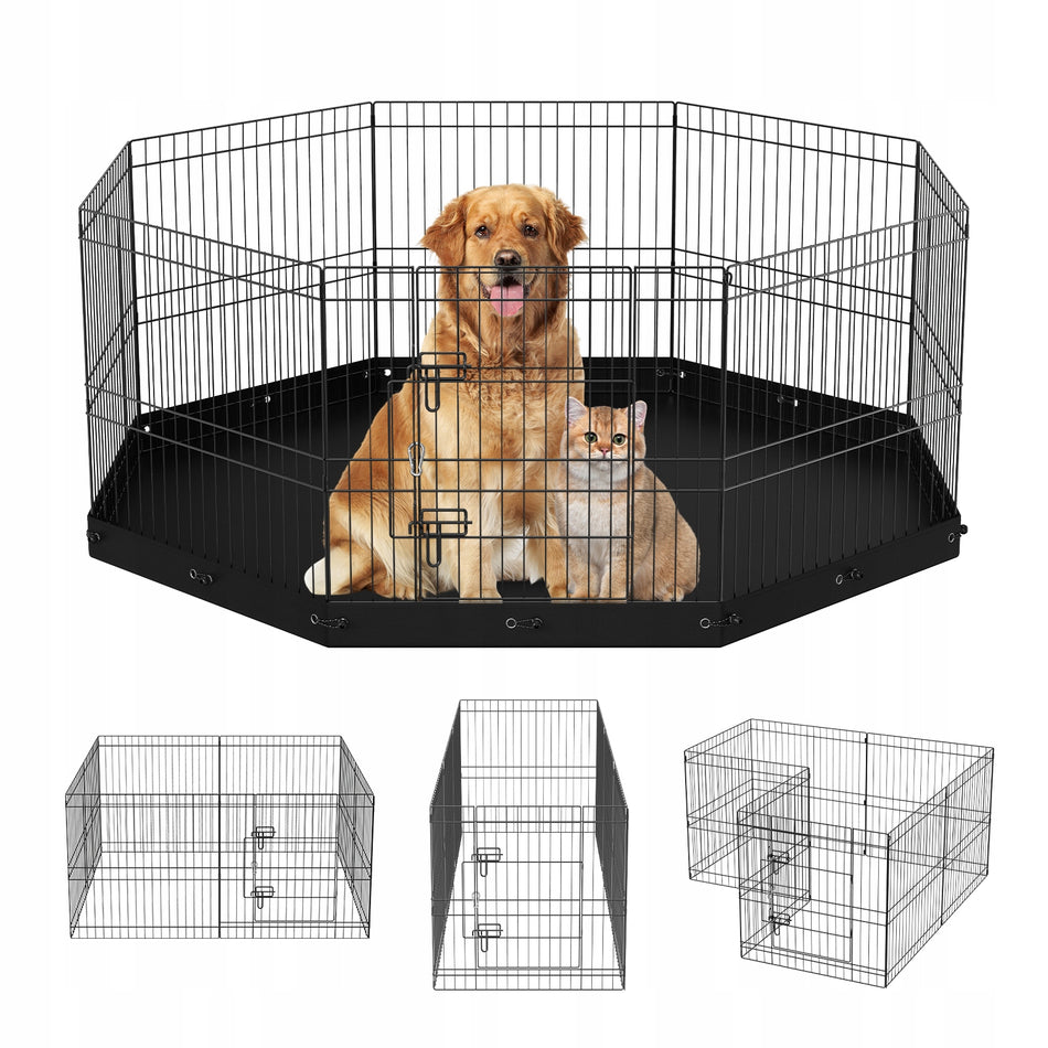VEVOR SOLID PUPPY PLAYPEN 8-PIECE WITH MAT 160 CM HEIGHT 61 CM