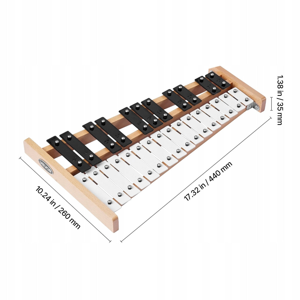 VEVOR 27-NOTE GLOCKENSPIEL PROFESSIONAL PERCUSSION XYLOPHONE SET WITH MALLETS